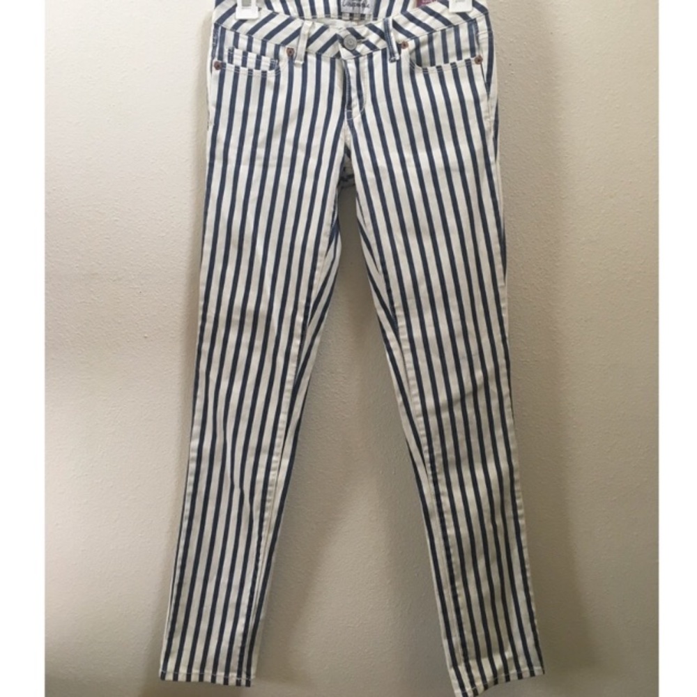 Blue and white striped jeans - Picture 1 of 8